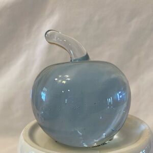 Elegant Blue Glass Apple Sculpture Paperweight
